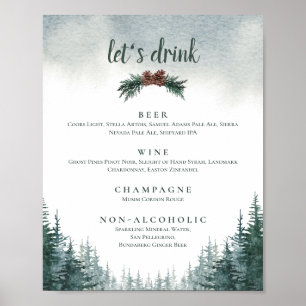 Rustic Wedding Drink Bar Menu Sign Print Poster