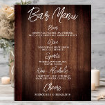 Rustic Wedding Drink Menu Personalised Bar Poster<br><div class="desc">Bar Menu ! Simple yet elegant calligraphy, this wedding drink bar sign features four drinks 'Beer', 'Wine', 'Spirits' and 'Non-Alcoholic', personalised with your drinks of choice. Customise this elegant wedding sign with your names and wedding bar drink menu! COPYRIGHT © 2020 Judy Burrows, Black Dog Art - All Rights Reserved....</div>
