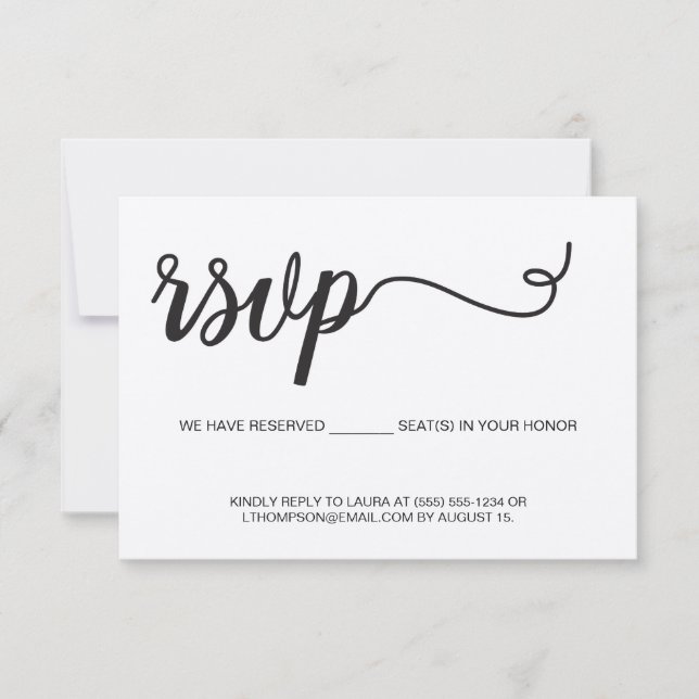 Rustic Wedding Elopement enclosure Script RSVP Card (Front)