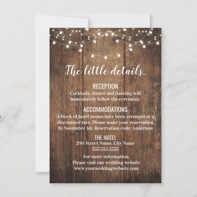 Rustic Wedding Enclosure cards (Front)