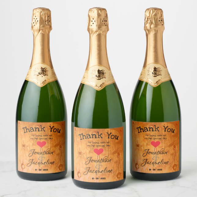 Rustic Wedding Favor Bride And Groom Names Chic    Sparkling Wine Label (Bottles)