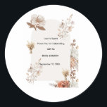 Rustic Wedding Favor Sticker<br><div class="desc">This Boho Floral Wedding Sticker Template features elegant pampas grass and delicate dried floral elements in soft earthy tones. The bohemian design is perfect for decorating wedding favors, gift boxes, envelopes, and thank you packages. Ideal for boho, rustic, garden, and outdoor weddings, this sticker design adds a charming and stylish...</div>