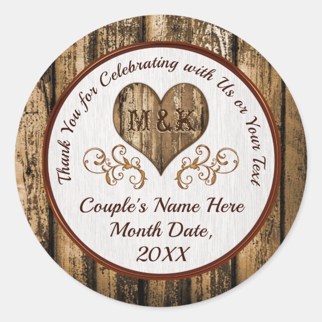 Rustic Wedding Favour Ideas Custom Wedding Sticker (Front)