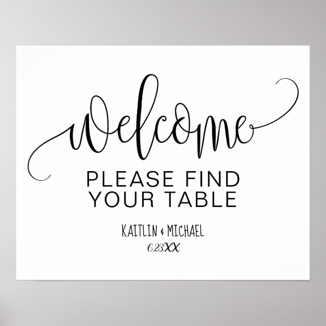 Rustic Wedding Find Your Table Sign (Black) (Front)