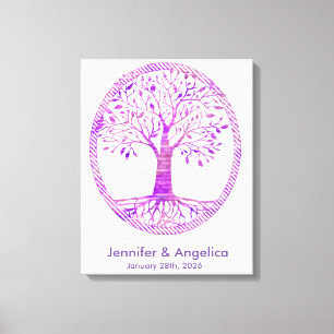Rustic Wedding Fingerprint Tree Canvas Print