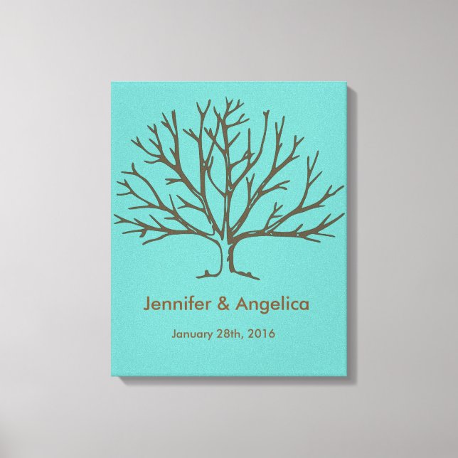 Rustic Wedding Fingerprint Tree Canvas Print (Front)