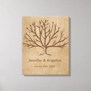 Rustic Wedding Fingerprint Tree Canvas Print