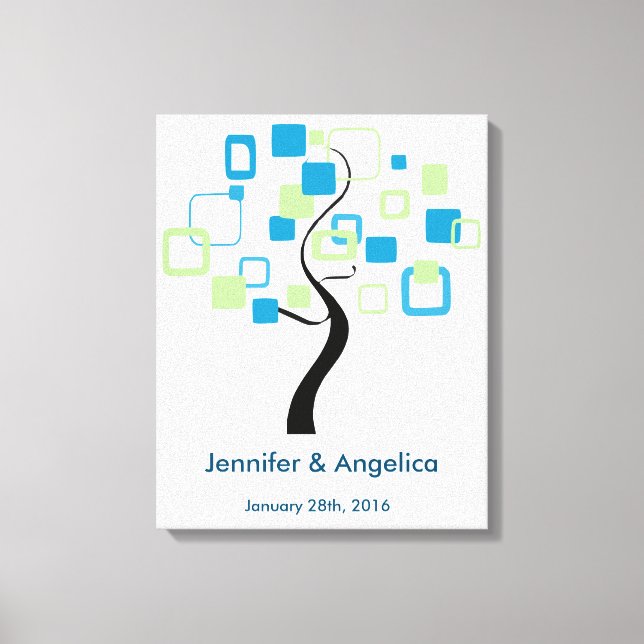Rustic Wedding Fingerprint Tree Canvas Print (Front)