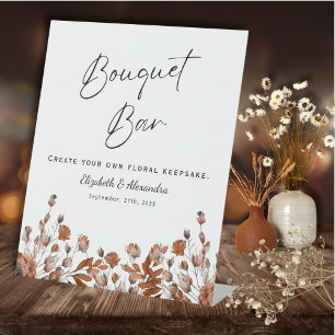 Rustic Wedding Floral Bouquet Bar Pedestal Sign