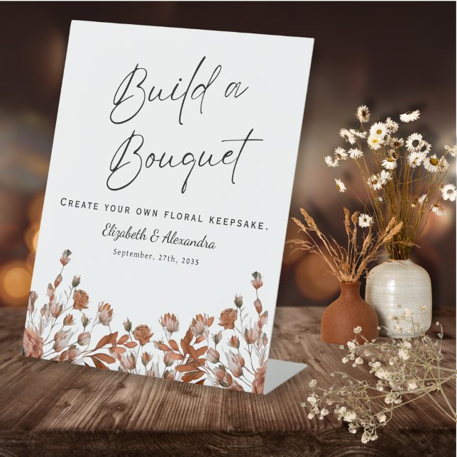 Rustic Wedding Floral Build a Bouquet   Pedestal Sign (Rustic Wedding Floral Build a Bouquet Pedestal Sign)