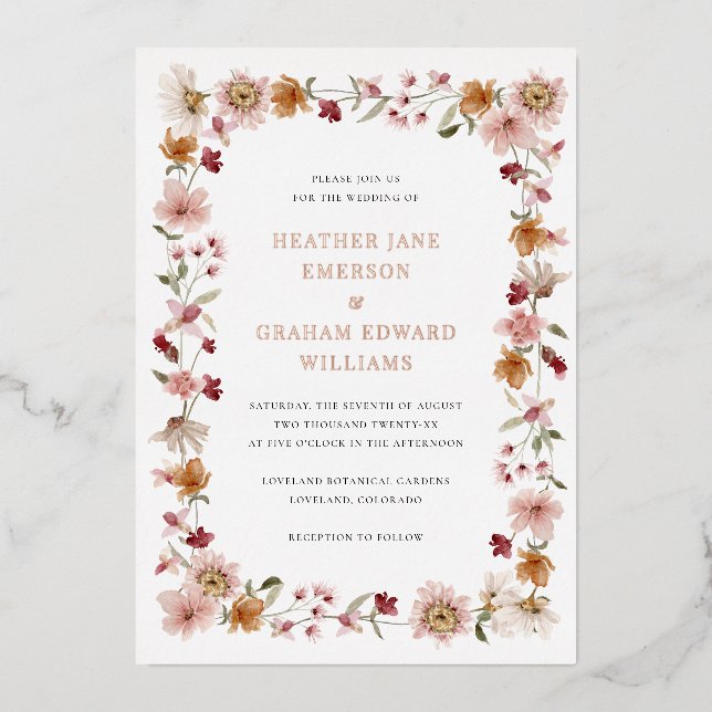 Rustic Wedding Foil Invitation (Front)