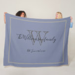 Rustic Wedding Gift Chic Script Keepsake Monogram Fleece Blanket<br><div class="desc">Rustic Wedding & Engagement Gift for Newlyweds Elegant Chic Script Keepsake Monogrammed Blue Fleece Blanket, with personalised Couple's last name and date established. A unique gift for newlyweds, for their new life together, or a housewarming gift. Click Personalise this template to customise it with the Monogram last name initial, the...</div>