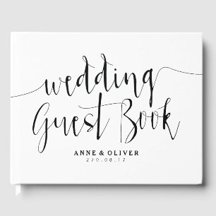 Rustic Wedding Guest Book Black and White