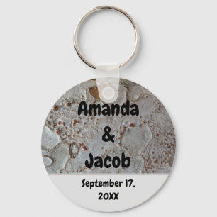 Rustic Wedding Guest Tree Bark Photo Favor Key Ring
