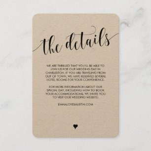 Rustic Wedding Information Details Card