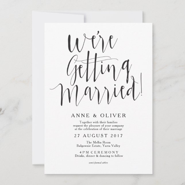 Rustic Wedding Invitation Black (Front)