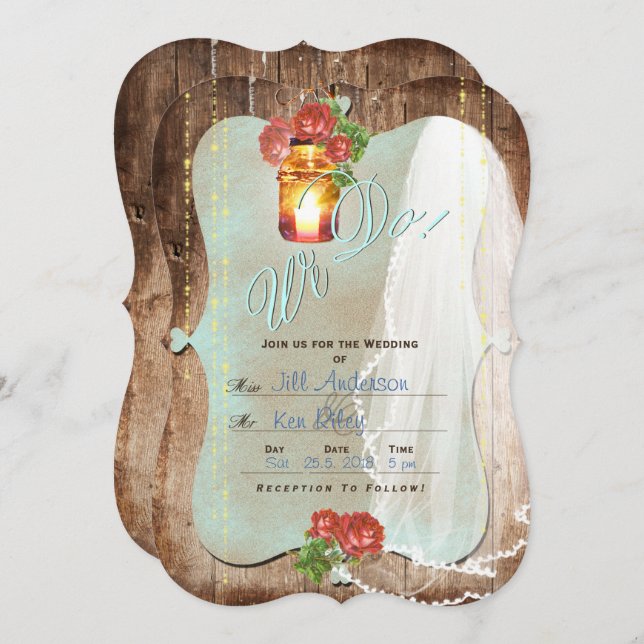 Rustic Wedding ~ Invitation Card (Front/Back)