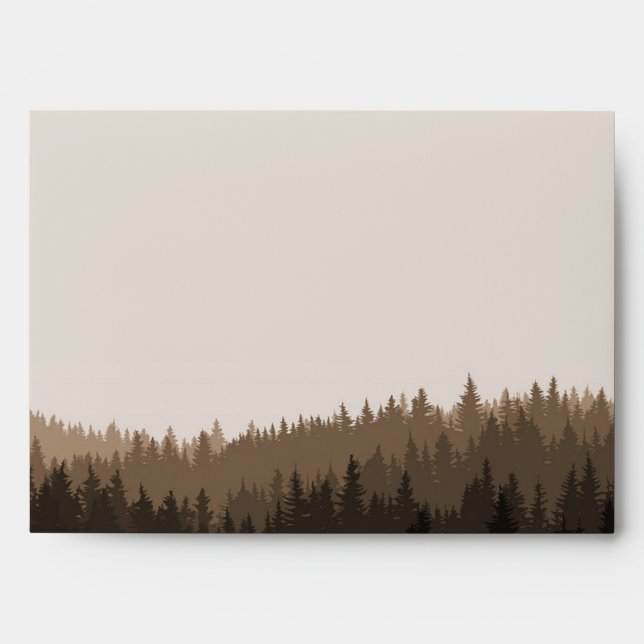 Rustic wedding invitation envelope with mountains (Front)