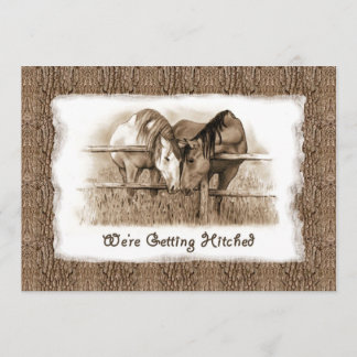 Rustic Wedding Invitation: Getting Hitched: Horses Invitation