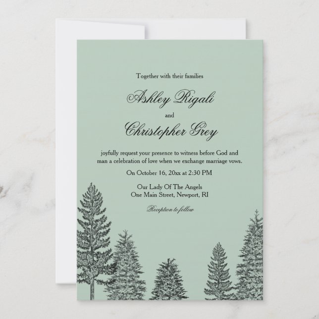 Rustic Wedding Invitation - Pine Tree (Front)