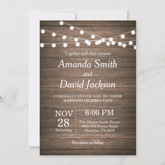 Rustic Wedding Invitation Wood Country Vintage (Front)