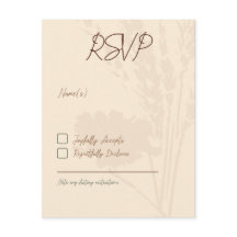 Rustic Wedding Invitations, RSVP Card, Brown