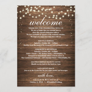 Rustic Wedding Itinerary - Wedding Welcome Letter Program