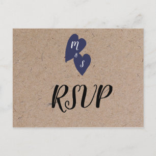 Rustic Wedding Kraft Monogram Food Choice RSVP Postcard