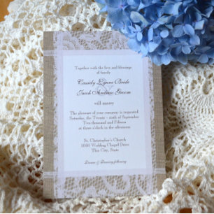 Rustic Wedding Lace and Burlap Invitation