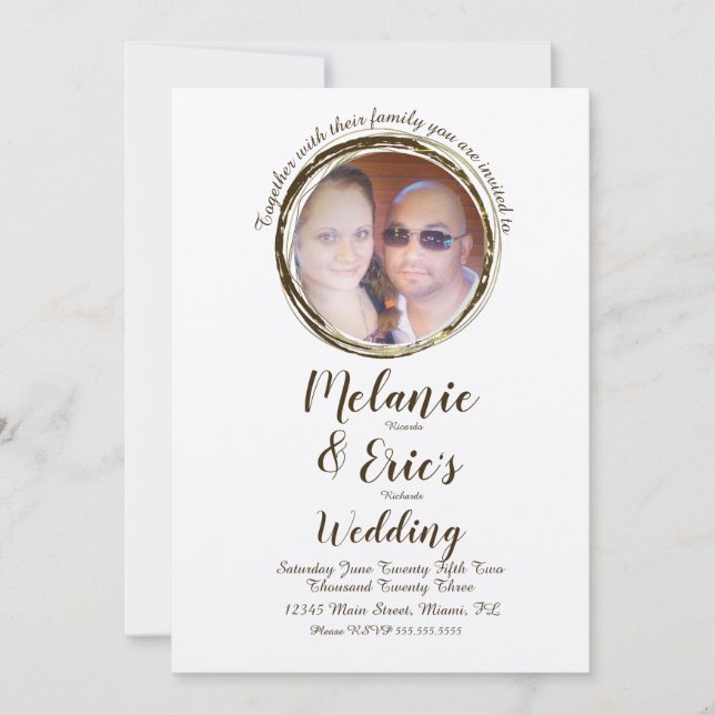 Rustic Wedding Log Rings  Elegant Script Photo  Invitation (Front)