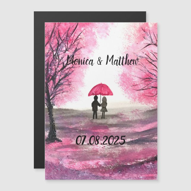 Rustic wedding love couple cherry blossoms tree (Front/Back)
