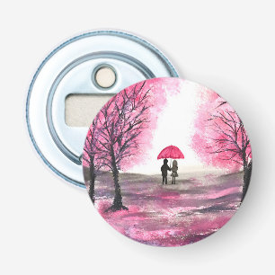 Rustic wedding love couple cherry blossoms tree bottle opener