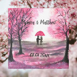 Rustic wedding love couple cherry blossoms tree ma magnet<br><div class="desc">Rustic wedding love couple cherry blossoms tree artwork. Wedding anniversar,  Valentine’s Day. Romantic couple,  bride and groom,  first date,  first love. Pink cherry blossoms flowers tree. Home decor. Girly chic decor.</div>