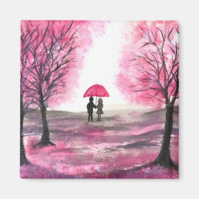 Rustic wedding love couple cherry blossoms tree ma magnet (Front)