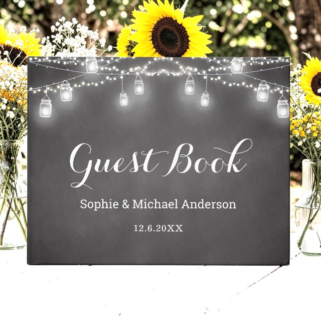 Rustic Wedding Mason Jar Black Guest Book (Creator Uploaded)