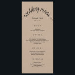 Rustic Wedding Menu Brown Kraft Card<br><div class="desc">Rustic Wedding Menu Brown Kraft Card.
For further customisation,  please click the "customise further" link and use our design tool to modify this template.</div>