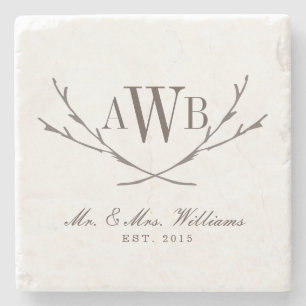 Rustic Wedding Monogram Coasters