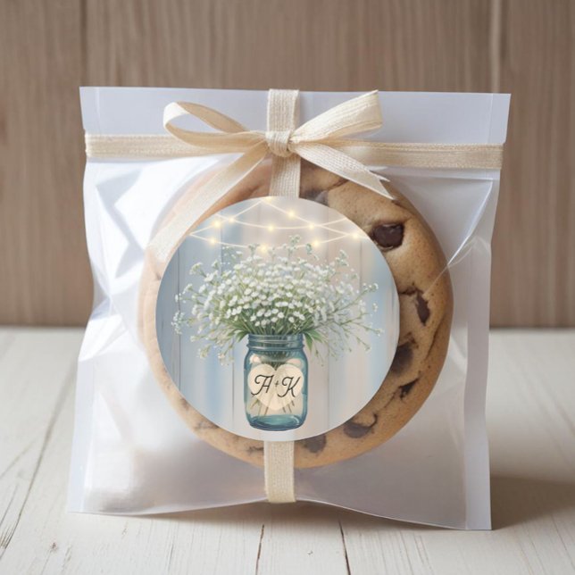 Rustic Wedding Monogram Favour Sticker (Wedding Favor Sticker)