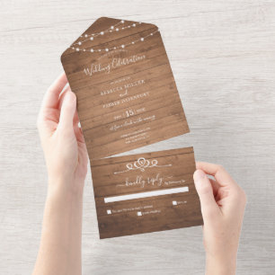 Rustic Wedding no menu options All In One All In One Invitation