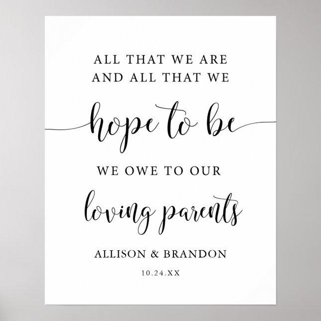 Rustic Wedding Parents Wedding Gift Poster (Front)