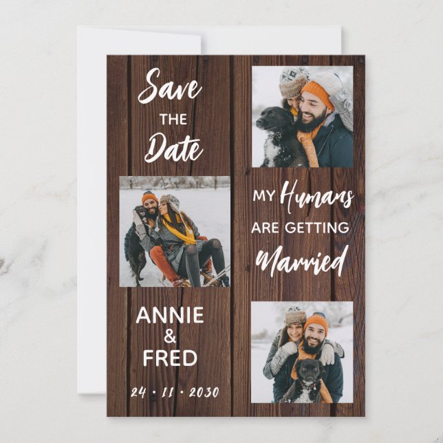 Rustic Wedding Pet Photo Dog Save The Date (Front)