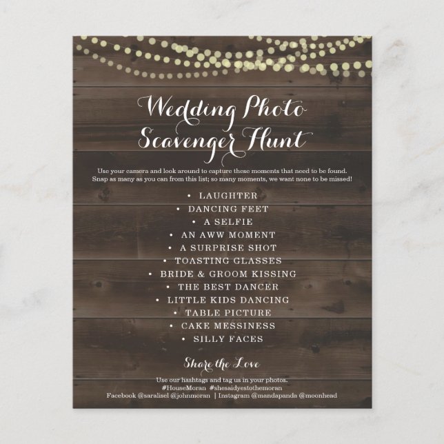 Rustic Wedding Photo Scavenger Hunt I Spy Game Fly Flyer (Front)