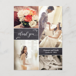 Rustic wedding photo thank you vertical postcard