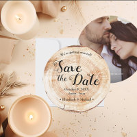 Rustic Wedding photo Wood Grain Save the date  Inv