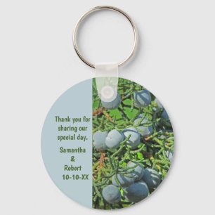 Rustic Wedding Pine Tree Berries Guest Favor Key Ring