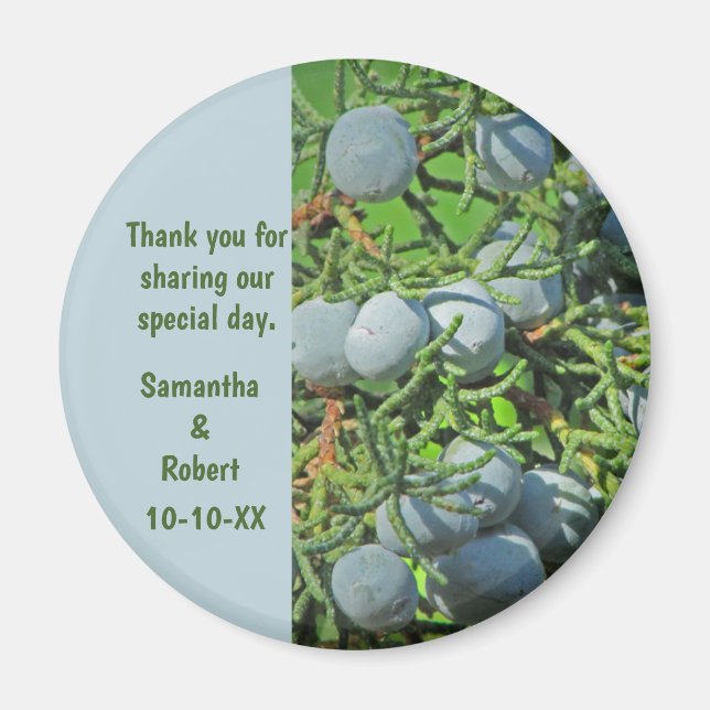 Rustic Wedding Pine Tree Berries Guest Thank You Magnet (Front)