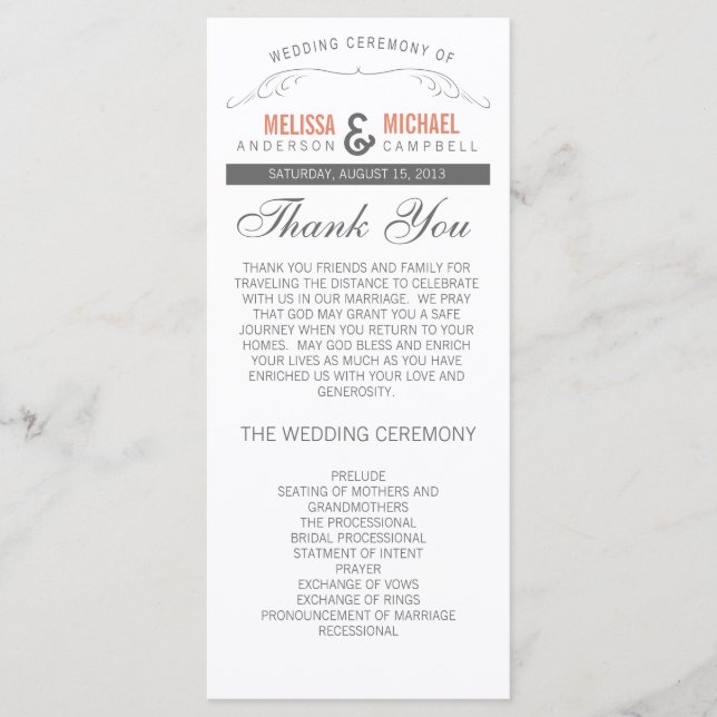 Rustic Wedding Program (Front)