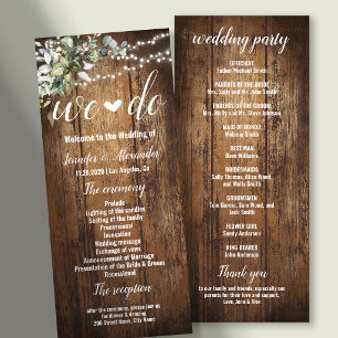 Rustic Wedding Program Greenery Eucalyptus