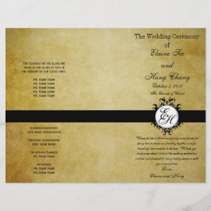 Rustic Wedding Program Vintage Monogram