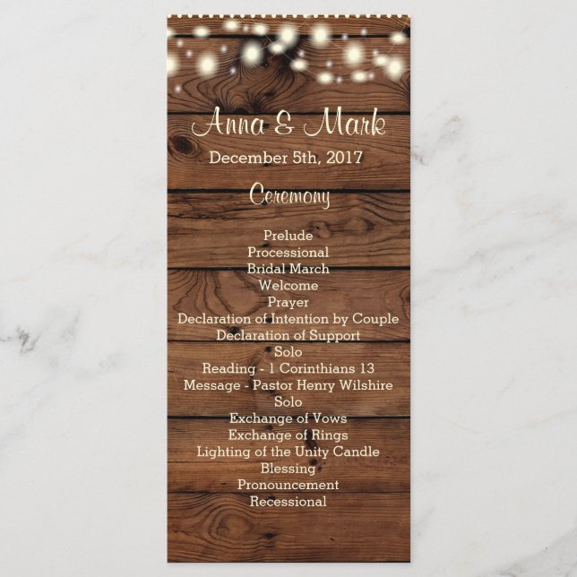 Rustic Wedding Program, Wedding Program, Rustic Program (Front)